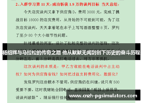 杨绍辉与马拉松的传奇之路 他从默默无闻到创下历史的奋斗历程