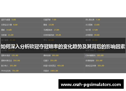 如何深入分析欧冠夺冠赔率的变化趋势及其背后的影响因素