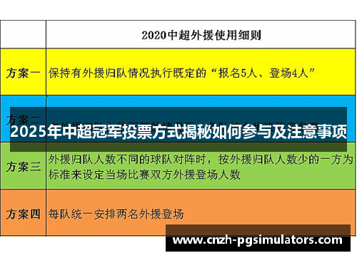 2025年中超冠军投票方式揭秘如何参与及注意事项