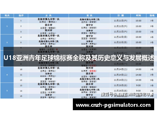 U18亚洲青年足球锦标赛全称及其历史意义与发展概述